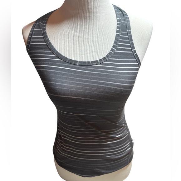 Athleta racer back stripe gray tank Sz XXS T-shirt - Picture 2 of 6